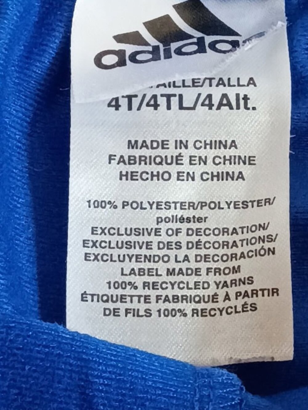 Adidas Kids Royal Blue Tricot Tracksuit Jacket Pants Set 4T - Picture 7 of 7